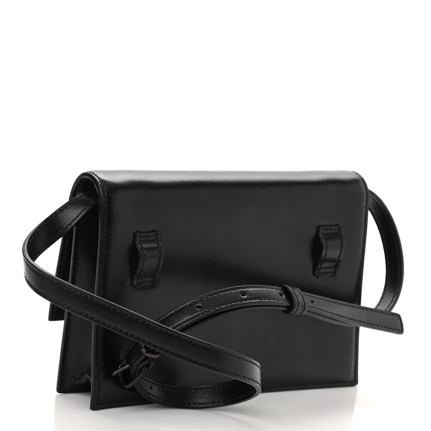 Shiny Box Calfskin Monochrome XS Sharp Belt Bag Black