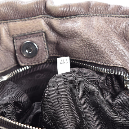 Prada Cervo Gathered Shoulder Bag Brown 8 of 15