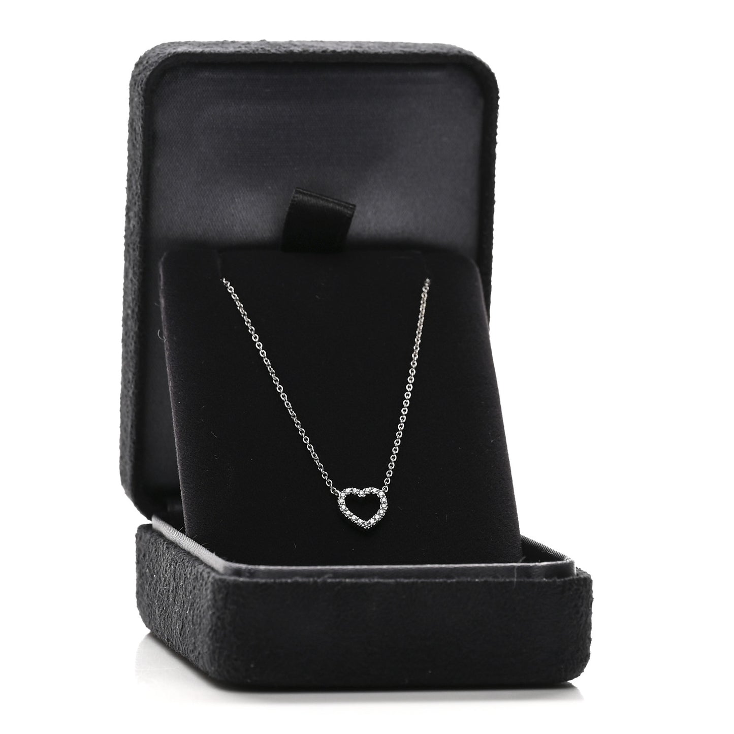 18K White Gold Diamond Metro Heart Pendant Necklace