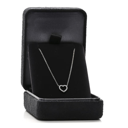 Tiffany 18K White Gold Diamond Metro Heart Pendant Necklace 5 of 5