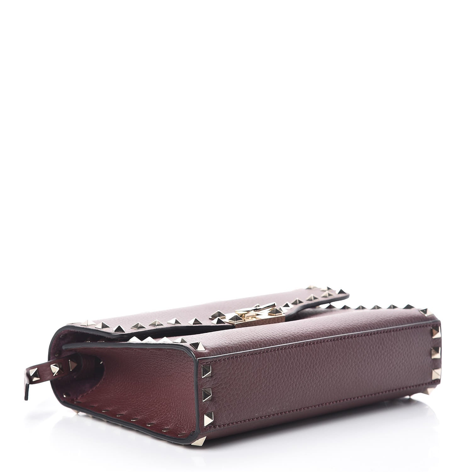 Valentino Garavani Pebbled Calfskin Medium Rockstud Flip Lock Crossbody Bag Rubin 4 of 10