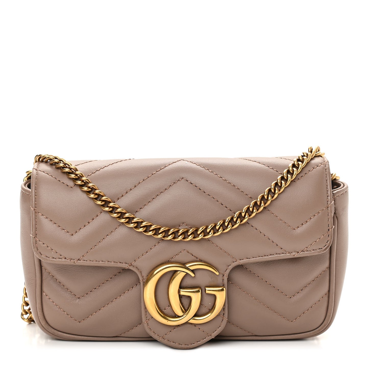 Calfskin Matelasse Super Mini GG Marmont Shoulder Bag Porcelain Rose