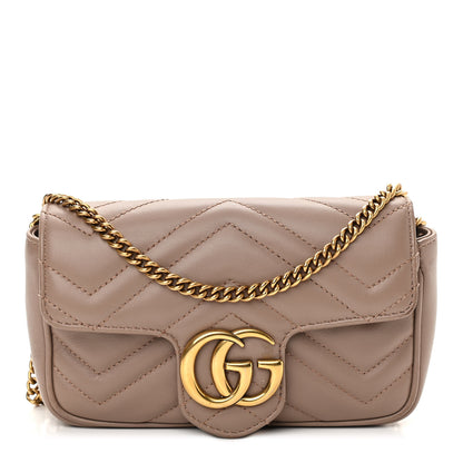 Gucci Calfskin Matelasse Super Mini GG Marmont Shoulder Bag Porcelain Rose 1 of 14