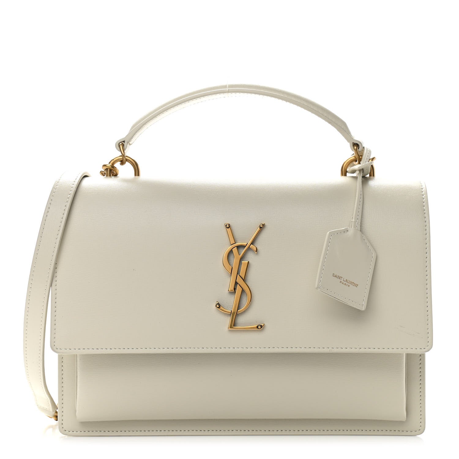 Saint Laurent Smooth Calfskin Medium Monogram Sunset Satchel Blanc Vintage 1 of 10