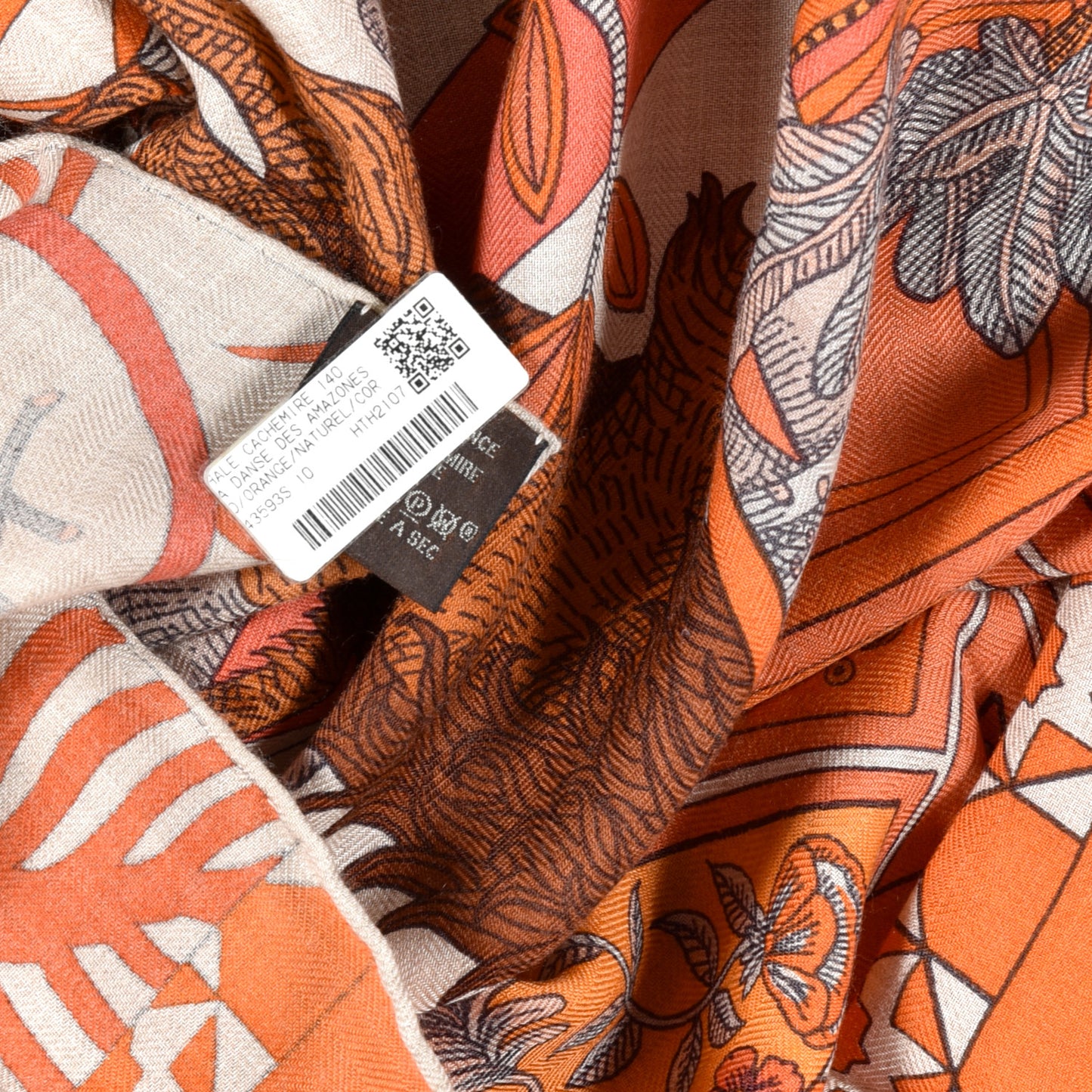 Cashmere Silk La Danse Des Amazones Shawl 140 Orange Natural Corail