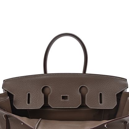 Hermes Taurillon Clemence Birkin 35 Etoupe 7 of 38