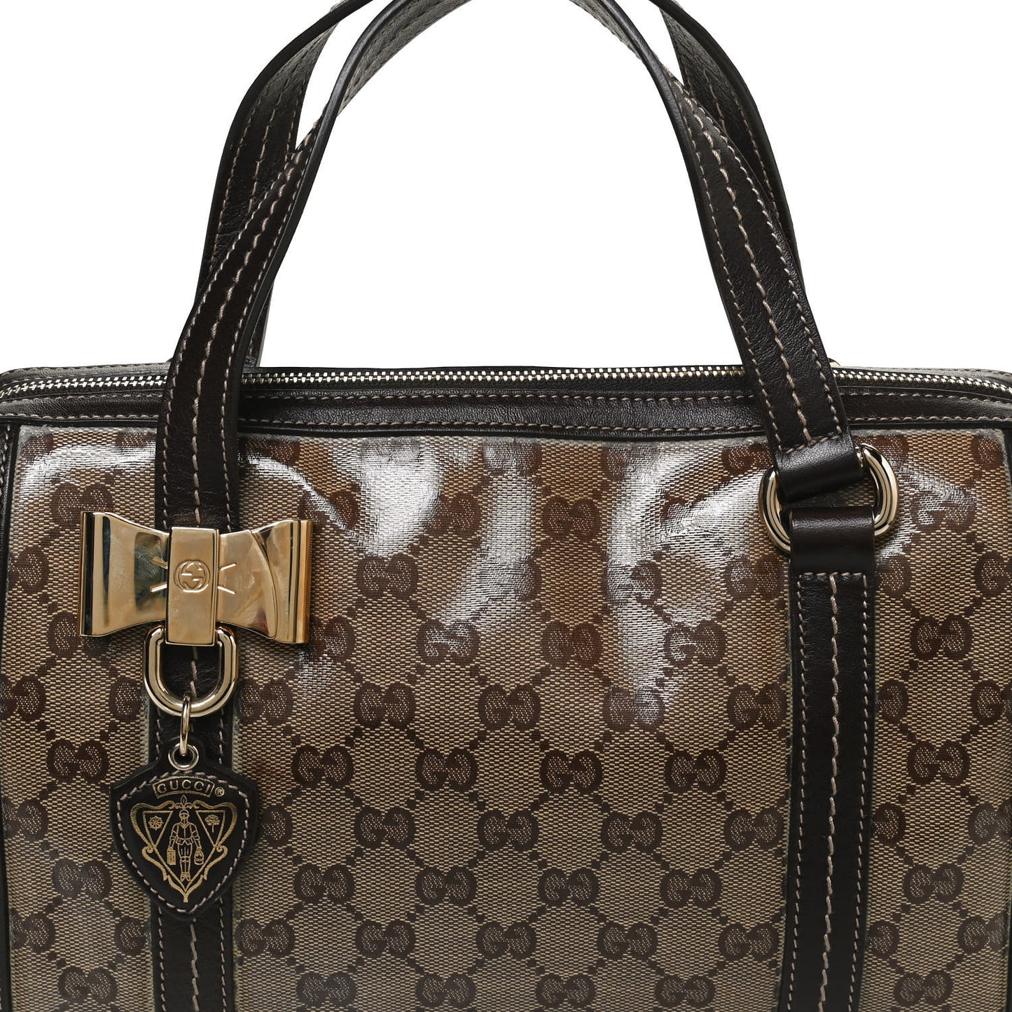 Crystal Monogram Duchessa Boston Bag Brown