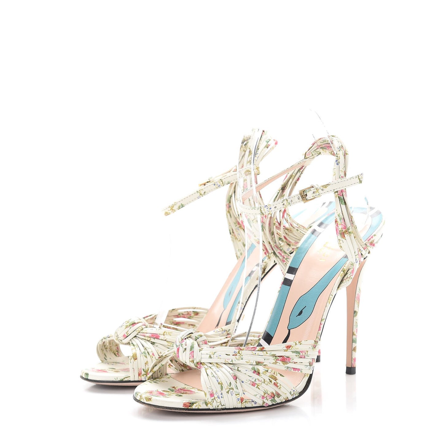 Calfskin Calico Print Allie Sandals 39 Ivory Multicolor