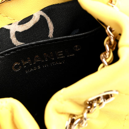 Chanel Shiny Lambskin Quilted Drawstring Backpack Yellow 6 of 10