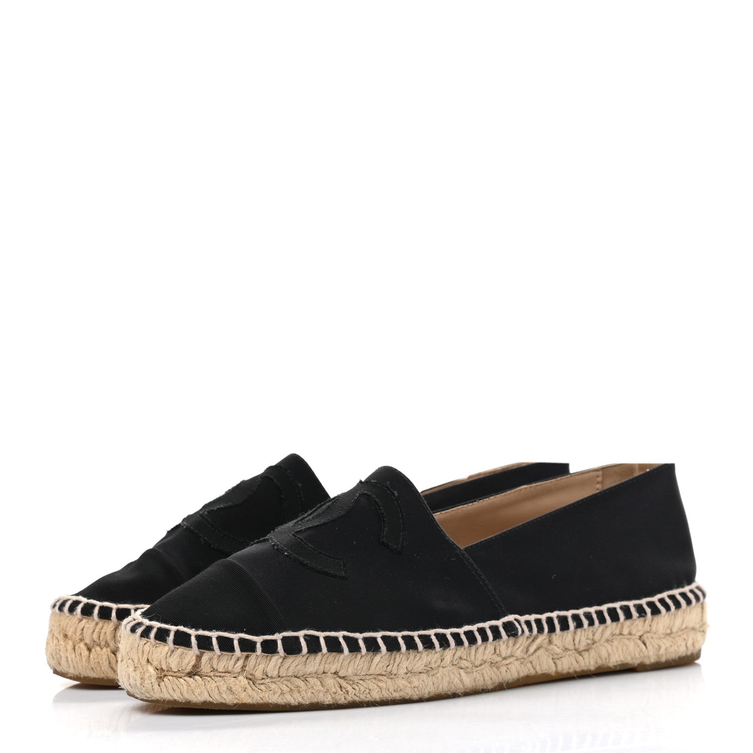 Chanel Satin Grosgrain Espadrilles 38 Black 3 of 7
