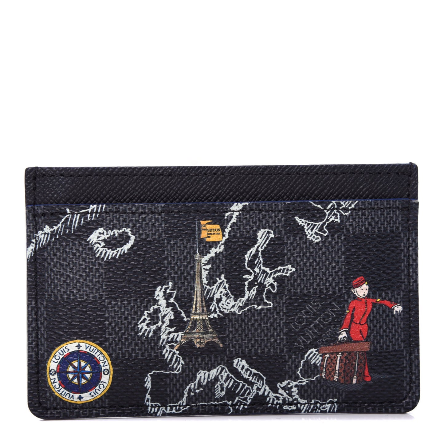 Damier Graphite World Map Porte Cartes Simple