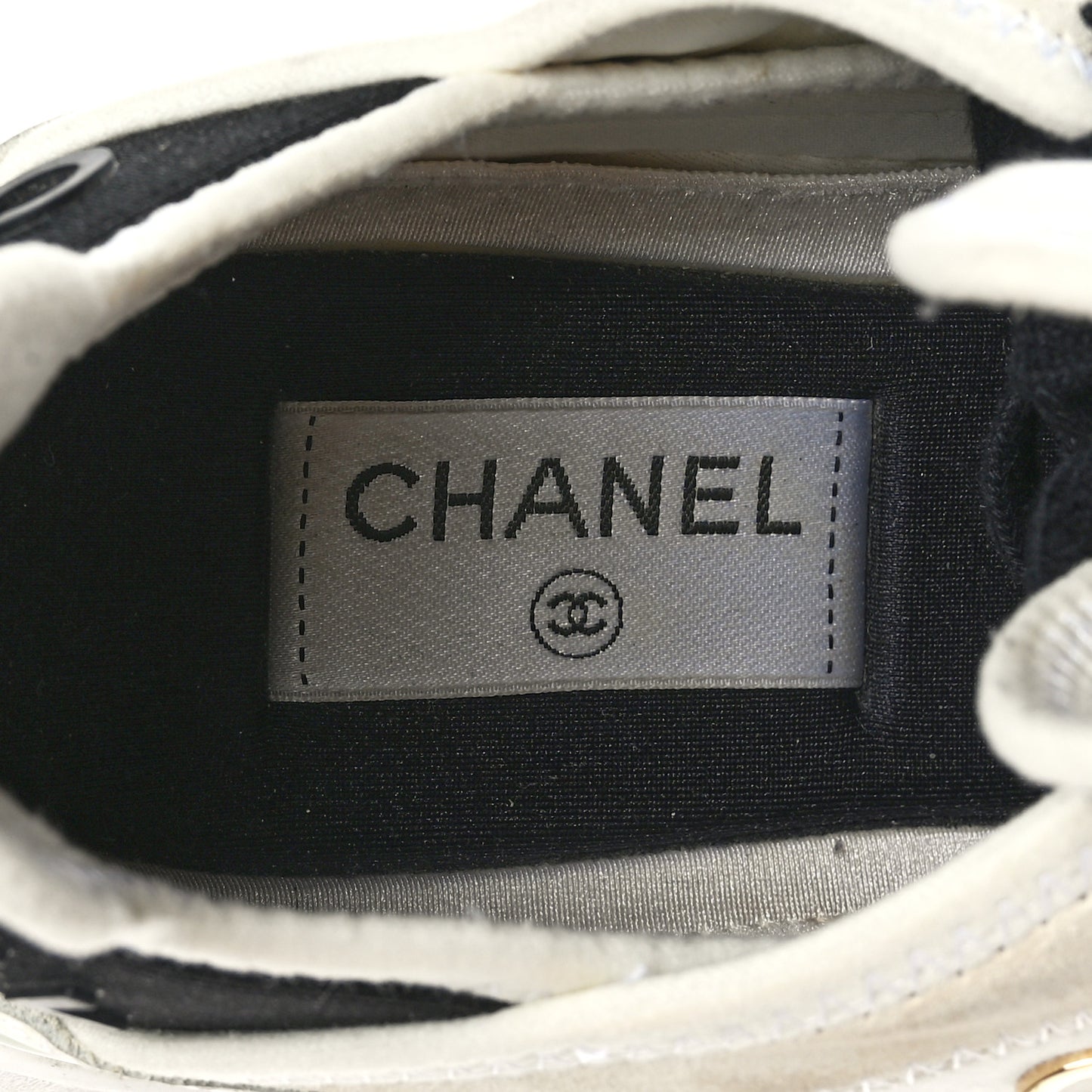 Velvet Calfskin Mixed Fibers CC Sneakers 38 Ivory Black