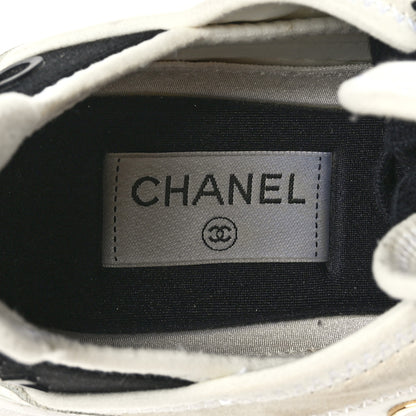 Chanel Velvet Calfskin Mixed Fibers CC Sneakers 38 Ivory Black 8 of 8