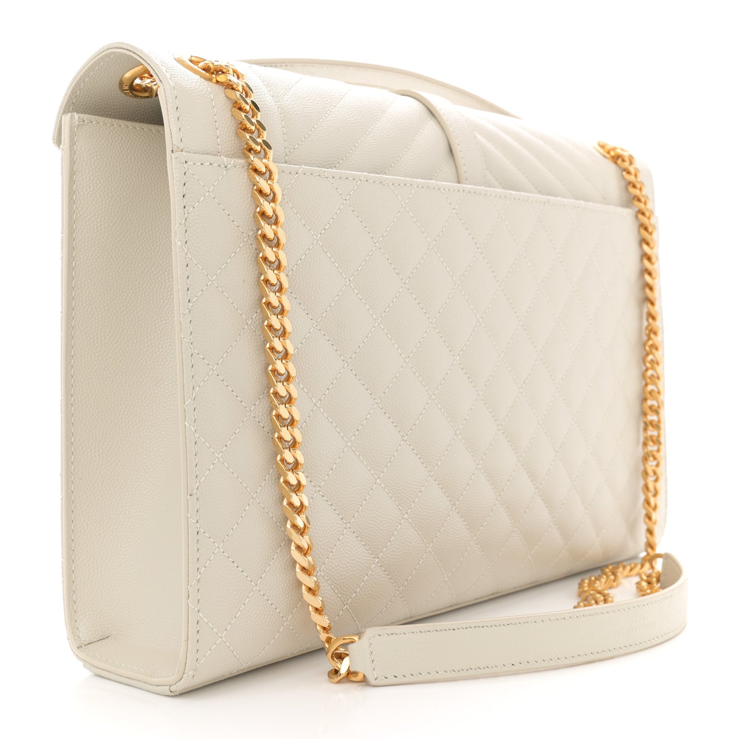 Grain De Poudre Textured Mixed Matelasse Large Triquilt Monogram Satchel Crema Soft