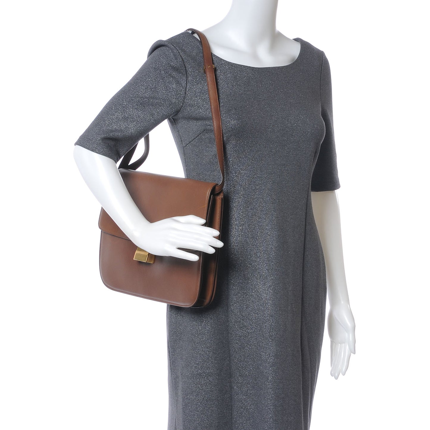 Leather Large Classic Box Flap Bag Camel