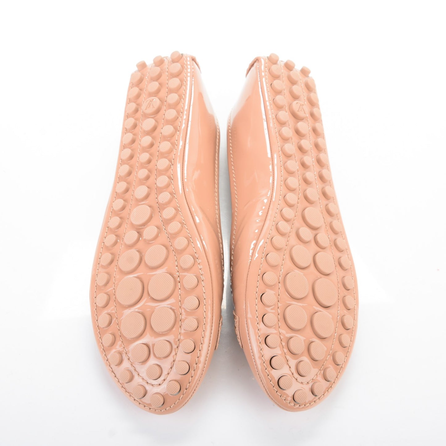 Patent Calfskin Oxford Ballerina Flats 38.5 Beige