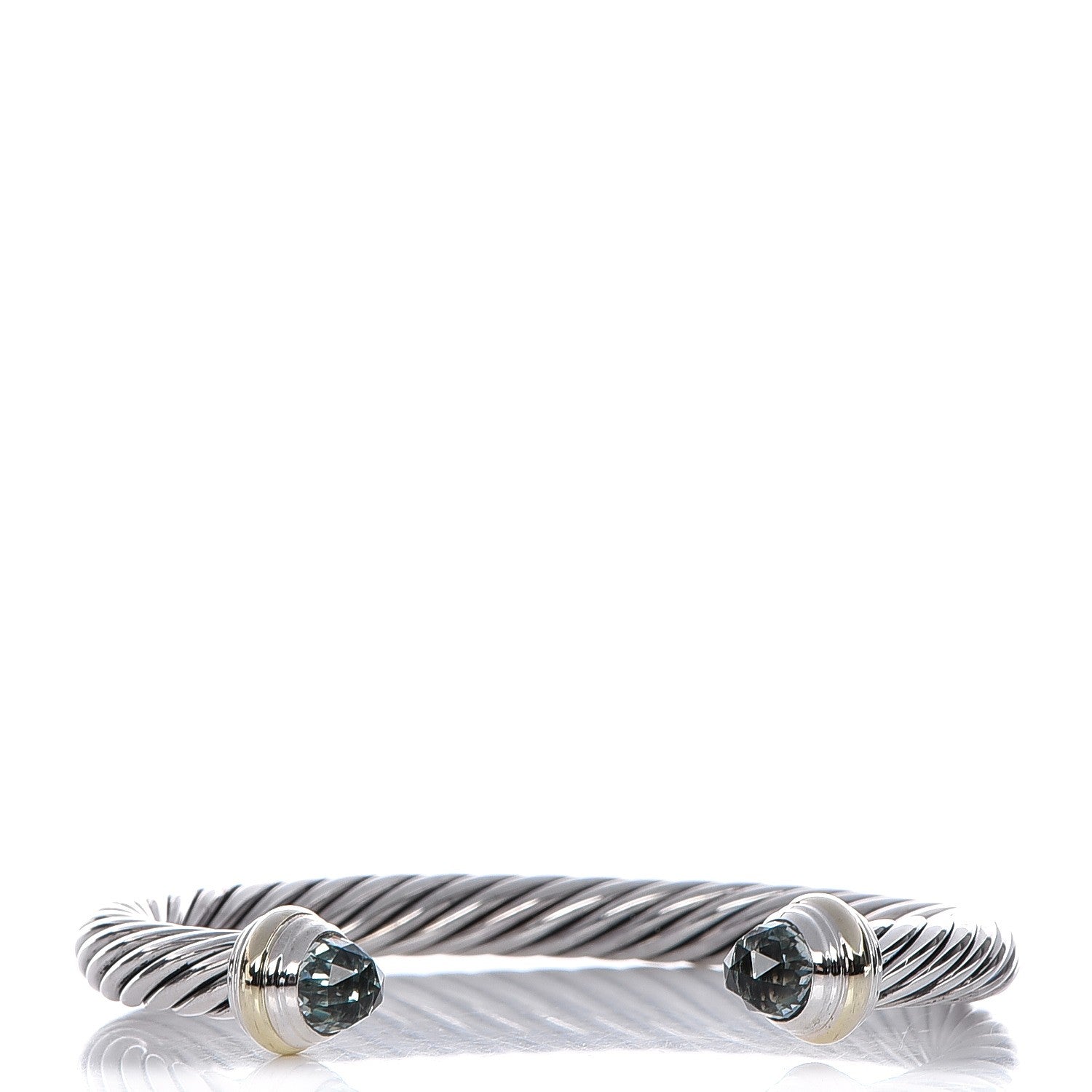David Yurman Sterling Silver 14K Yellow Gold Prasiolite 7mm Cable Classics Bracelet 1 of 6