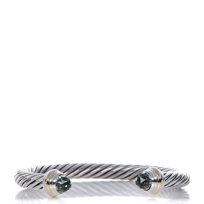 David Yurman Sterling Silver 14K Yellow Gold Prasiolite 7mm Cable Classics Bracelet 1 of 6