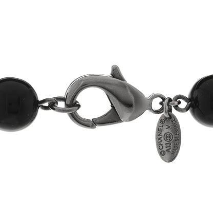 Chanel Ruthenium Pearl Beaded CC Long Necklace Black 5 of 6