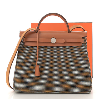 Hermes Toile Quadrille Vache Hunter Herbag Zip Retourne 31 PM Black White Desert Natural 14 of 14