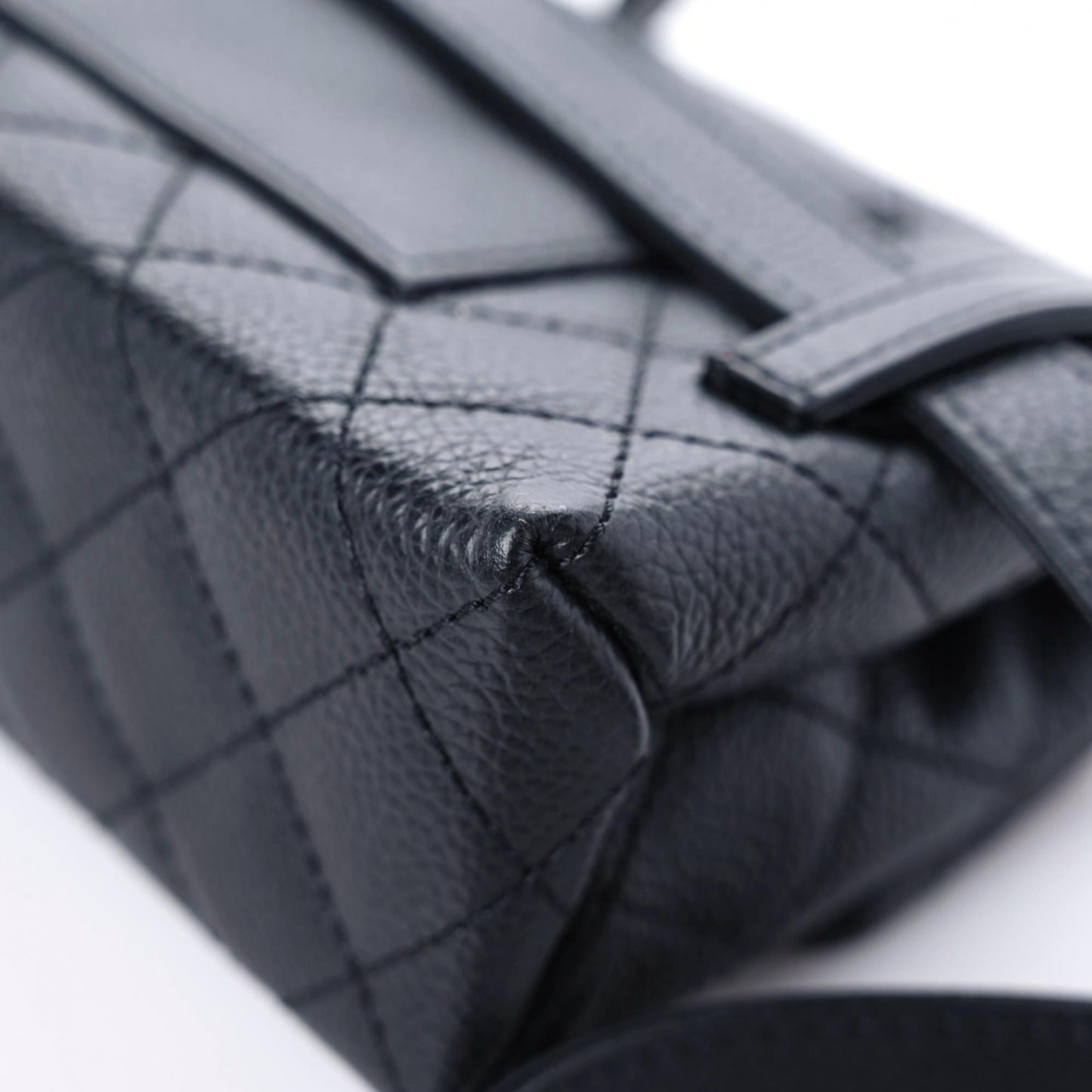 Grained Calfskin Quilted 2.55 Reissue Flap Belt Bag Clutch Black