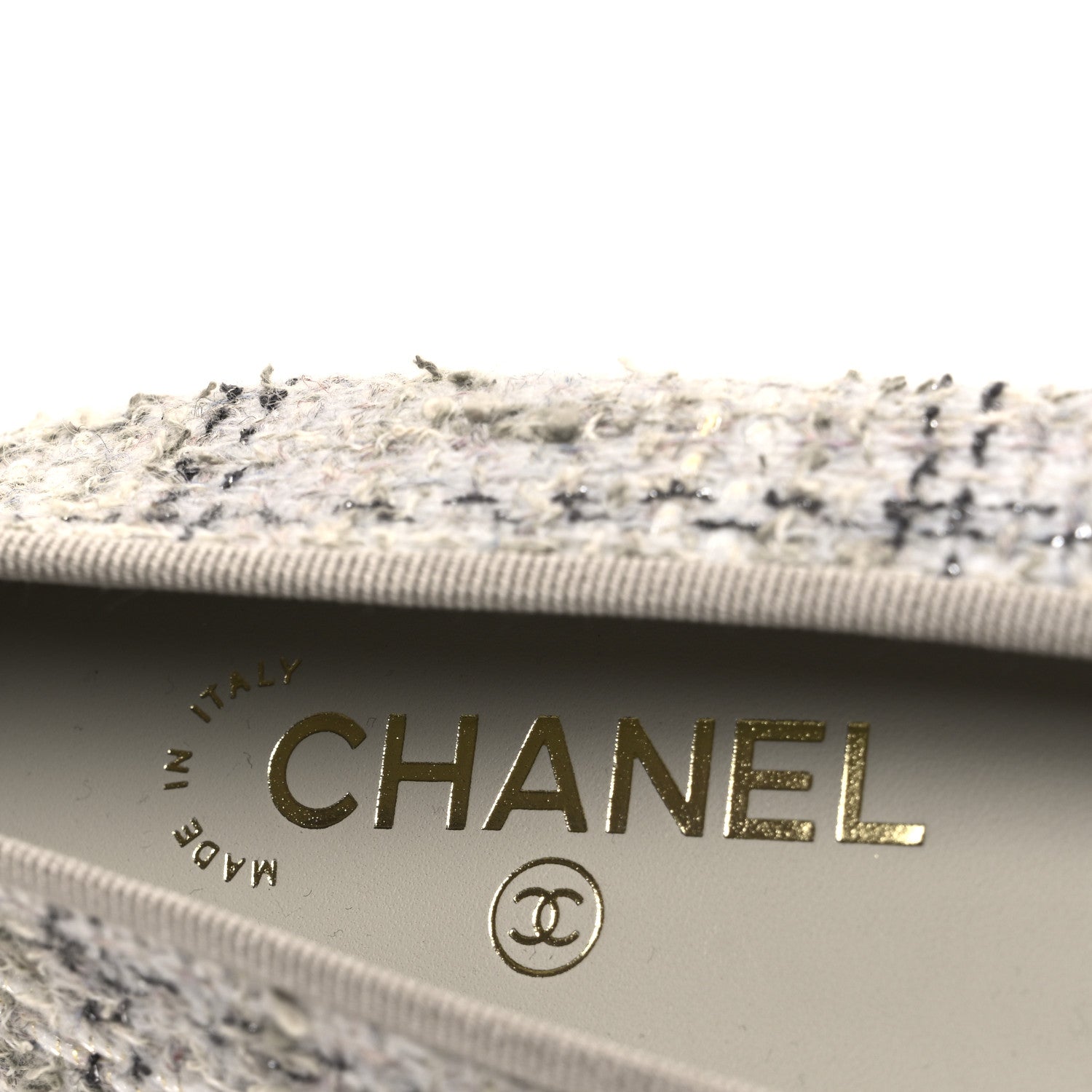 Chanel Tweed Lambskin Cap Toe Ballerina Flats 39 Grey Multicolor 9 of 10