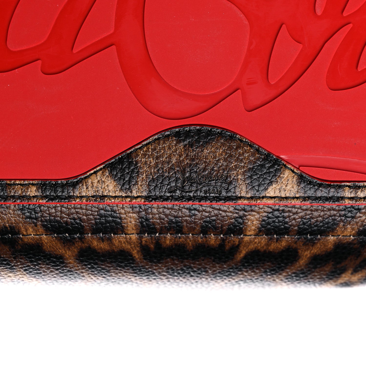 Christian Louboutin Calfskin Empire Leopard Print Spiked Large Cabarock Shopper Tote Brown 8 of 17