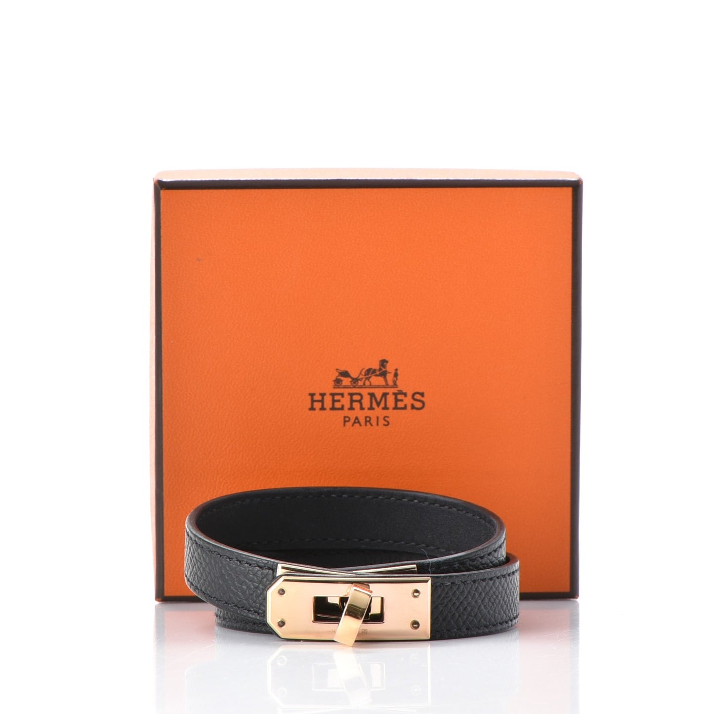 Epsom Kelly Double Tour Bracelet M Black