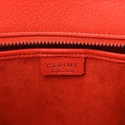 Celine Drummed Calfskin Nano Luggage Vermillion 6 of 15
