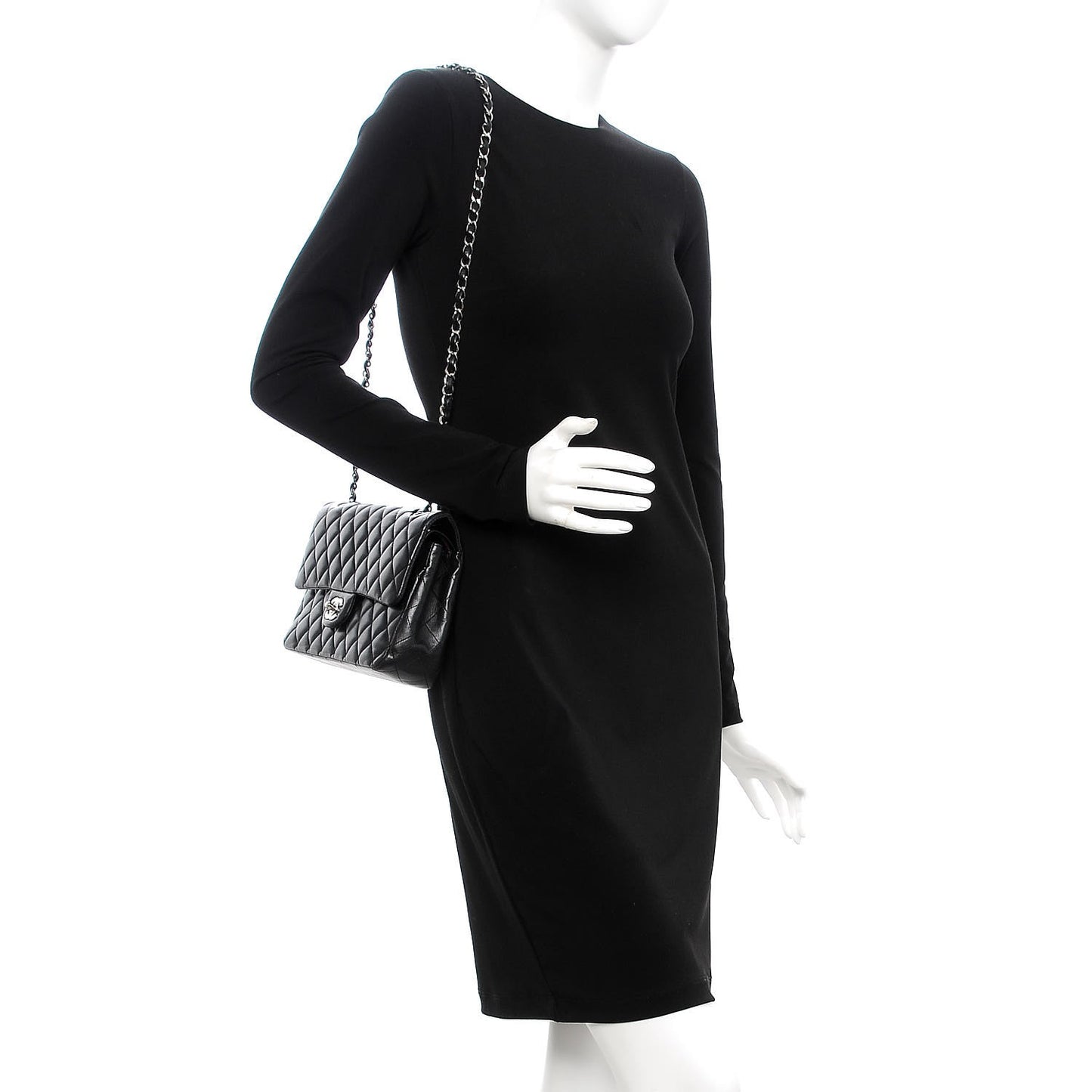 Lambskin Quilted Medium Double Flap Black