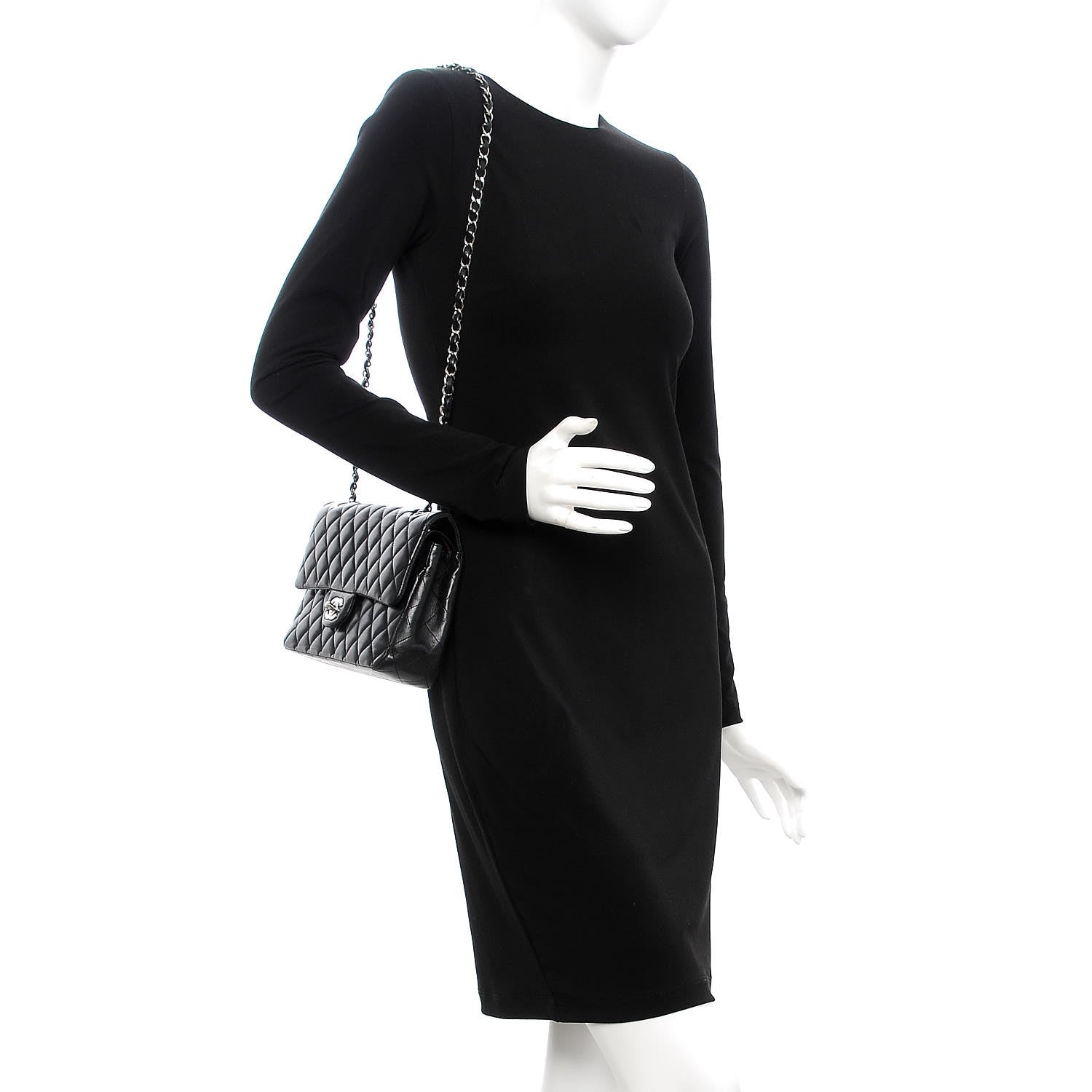 Chanel Lambskin Quilted Medium Double Flap Black 2 of 10
