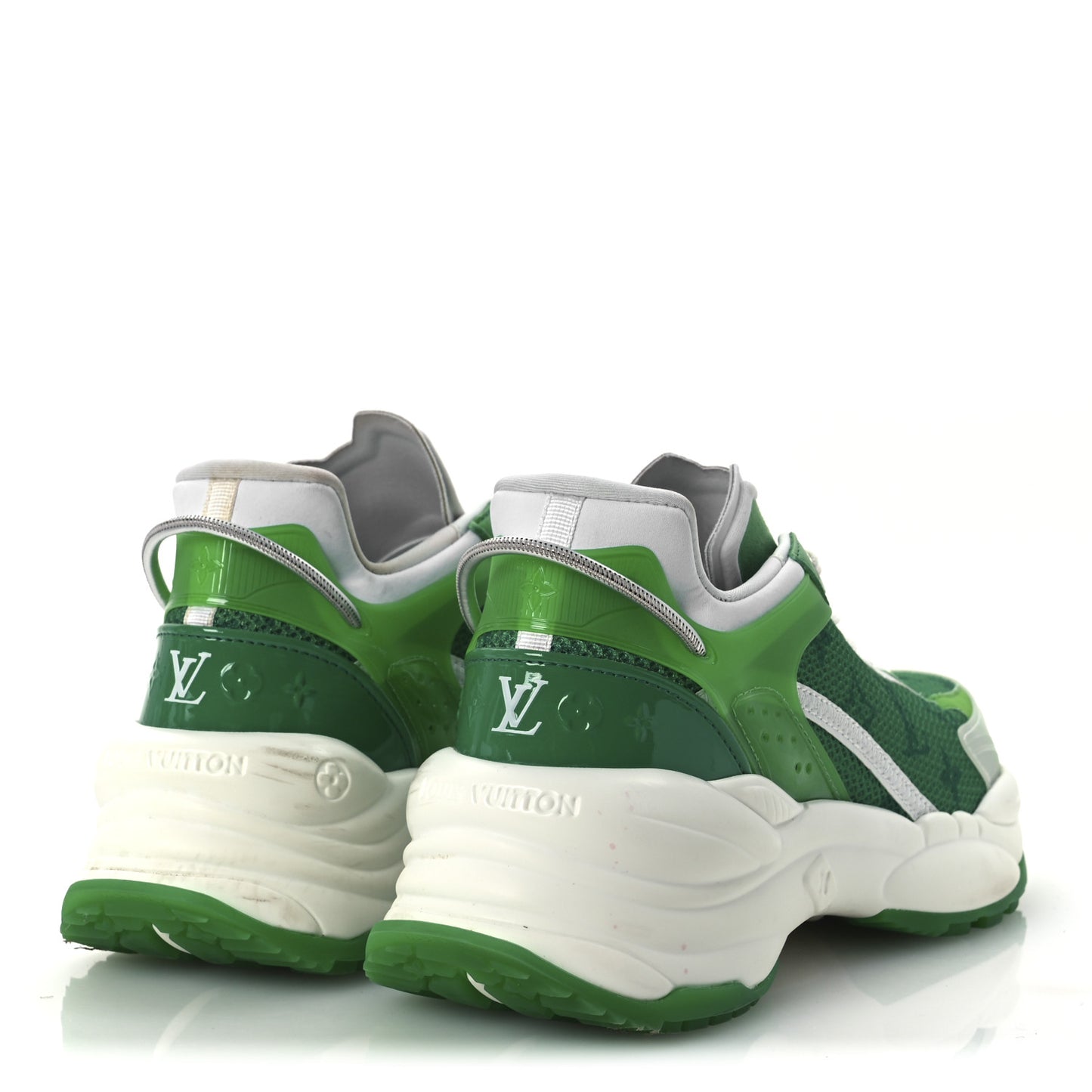 Monogram Calfskin Run 55 Sneakers 38 White Green