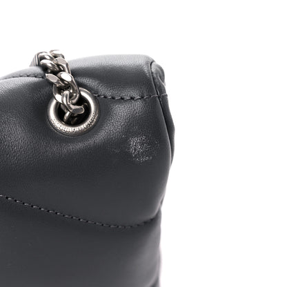 Saint Laurent Lambskin Quilted Toy Loulou Puffer Monogram Chain Satchel Storm 15 of 15