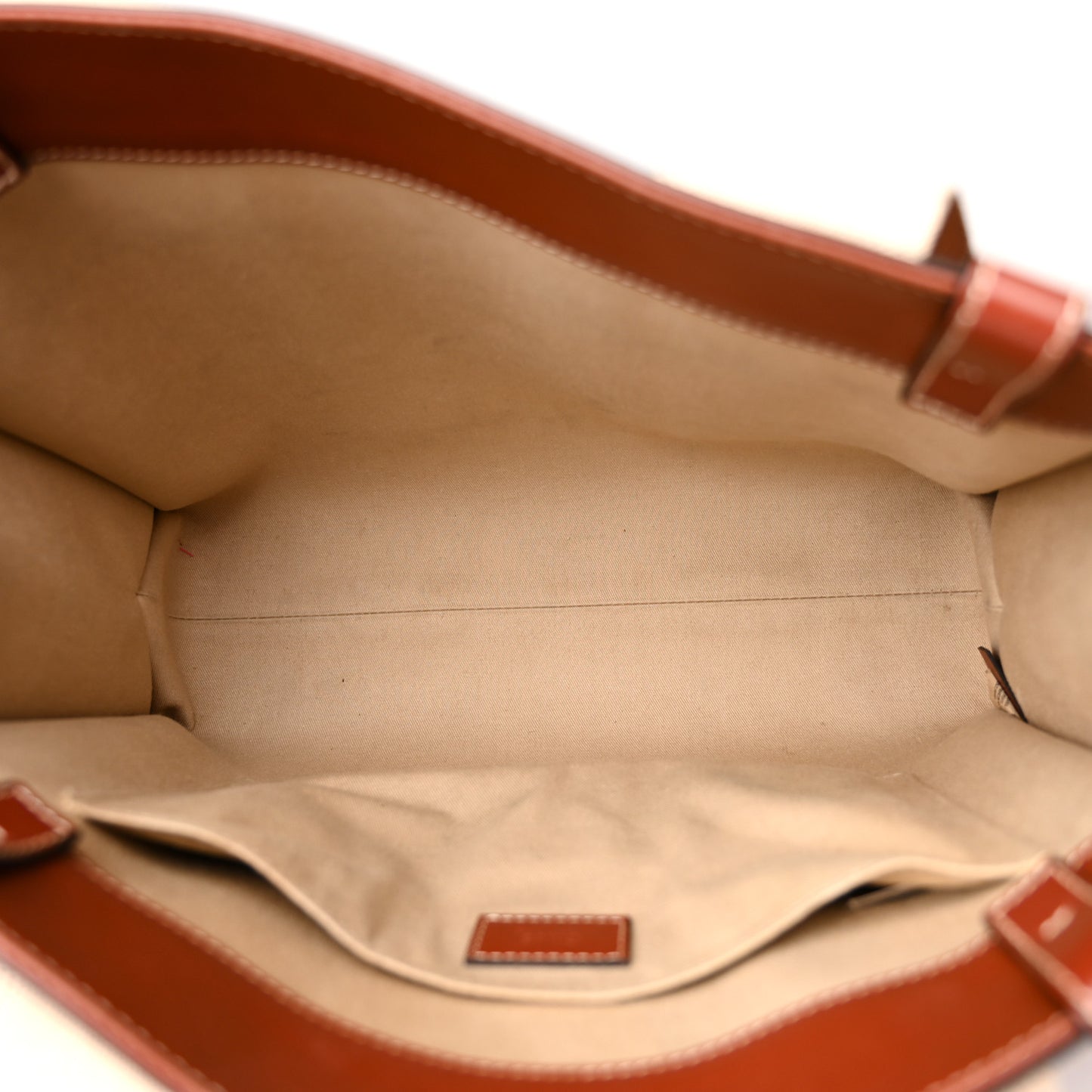 Calfskin Medium Woody Ribbon Tote Sepia Brown
