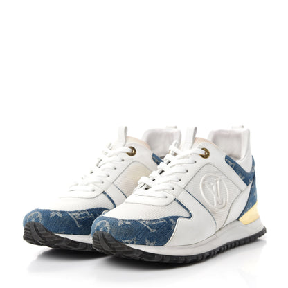 Louis Vuitton Calfskin Monogram Denim Run Away Sneakers 38.5 White 3 of 10