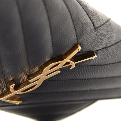 Saint Laurent Grain De Poudre Matelasse Chevron Monogram Flap Wallet Black 6 of 7
