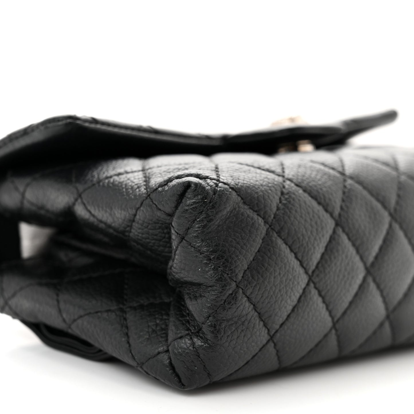 Grained Calfskin Quilted 2.55 Reissue Flap Belt Bag Clutch Black