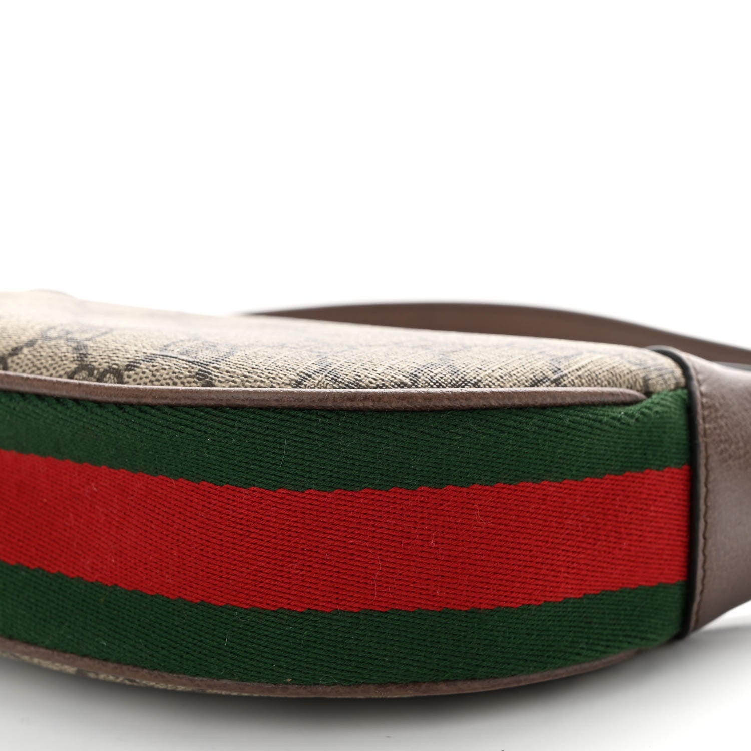 Gucci GG Supreme Monogram Textured Calfskin Web Mini Ophidia Half Moon Hobo Beige Ebony New Acero 10 of 10