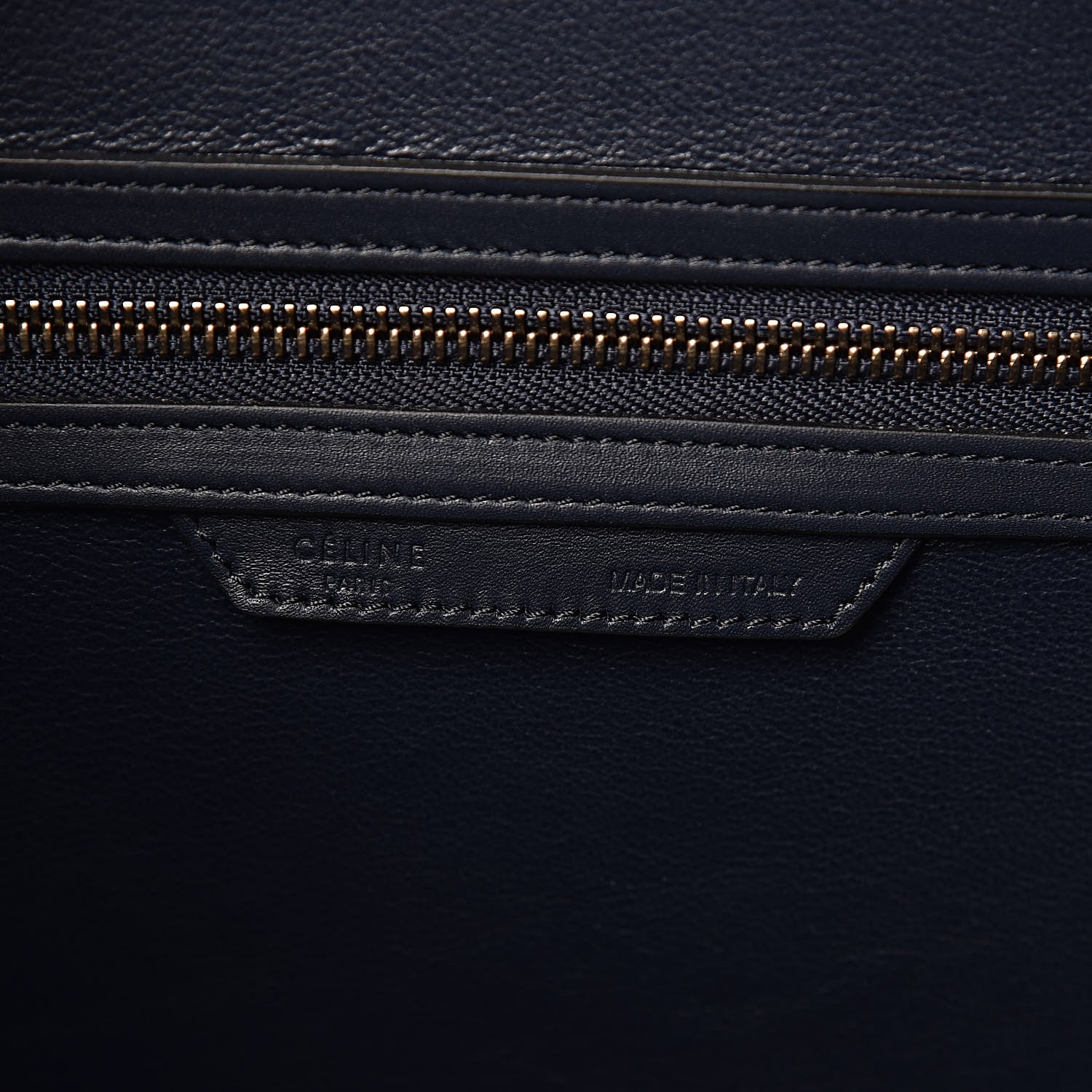 Celine Smooth Calfskin Striped Cotton Canvas Mini Luggage Navy Blue 7 of 11