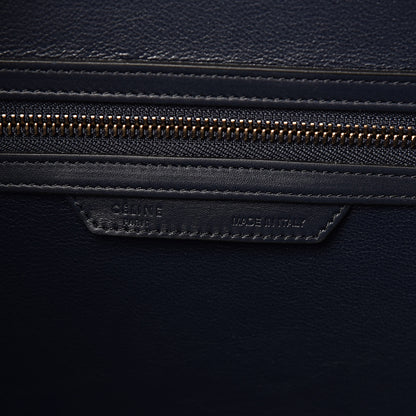 Celine Smooth Calfskin Striped Cotton Canvas Mini Luggage Navy Blue 7 of 11