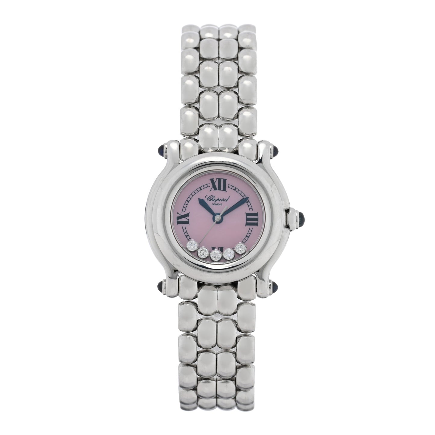 Stainless Steel 5 Diamond 26mm Happy Sport Quartz Watch Pink
