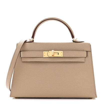 Hermes Chevre Mysore Horseshoe Mini Kelly Sellier 20 Gris Tourterelle Gris Perle 1 of 10