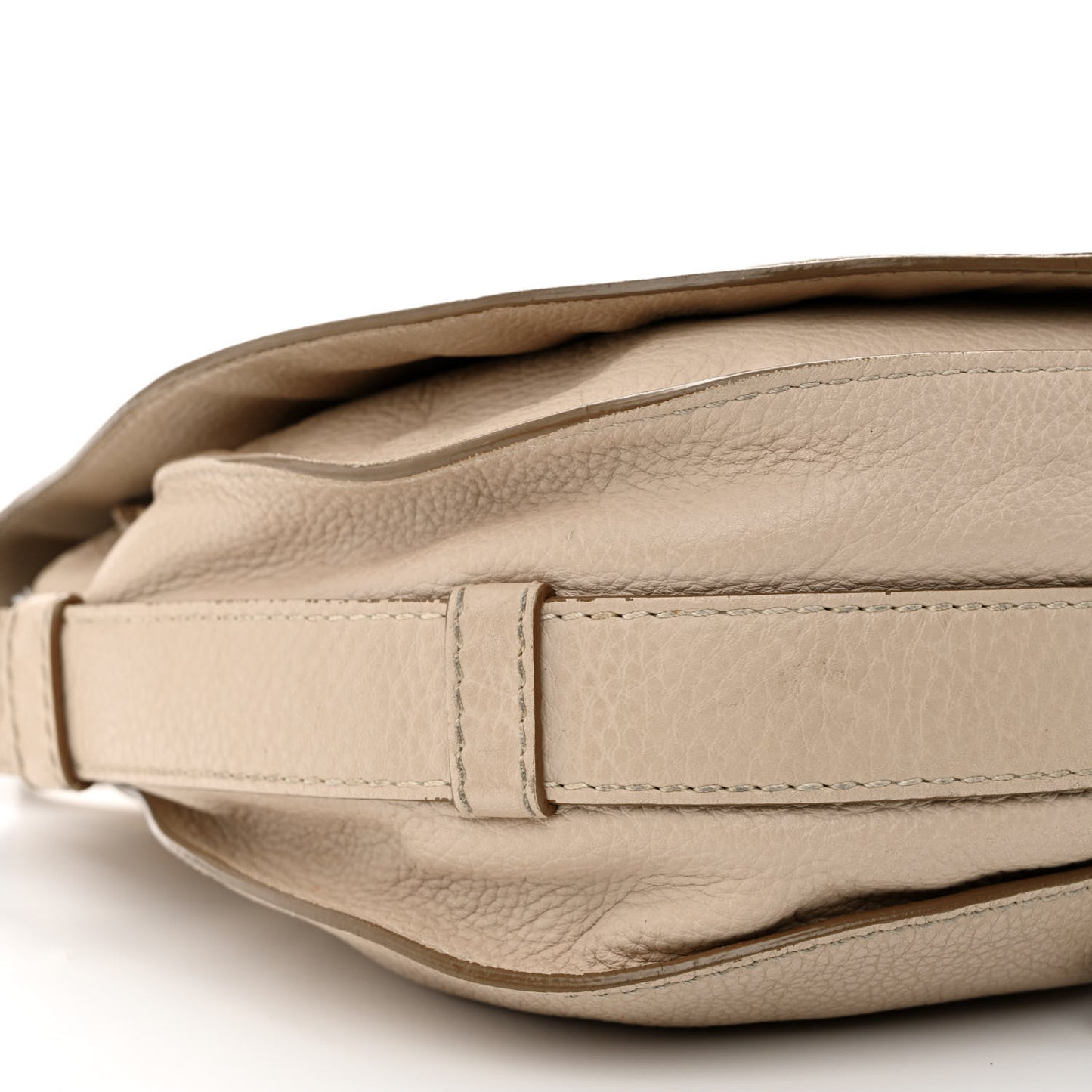 Grained Calfskin Medium Marcie Saddle Bag Beige