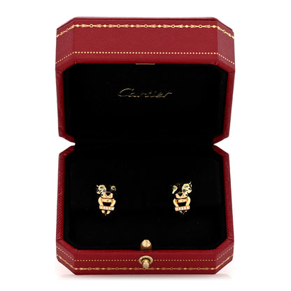 Cartier 18K Yellow Gold Diamond Tsavorite Black Onyx Black Lacquer Panthere De Cartier Earrings 5 of 5