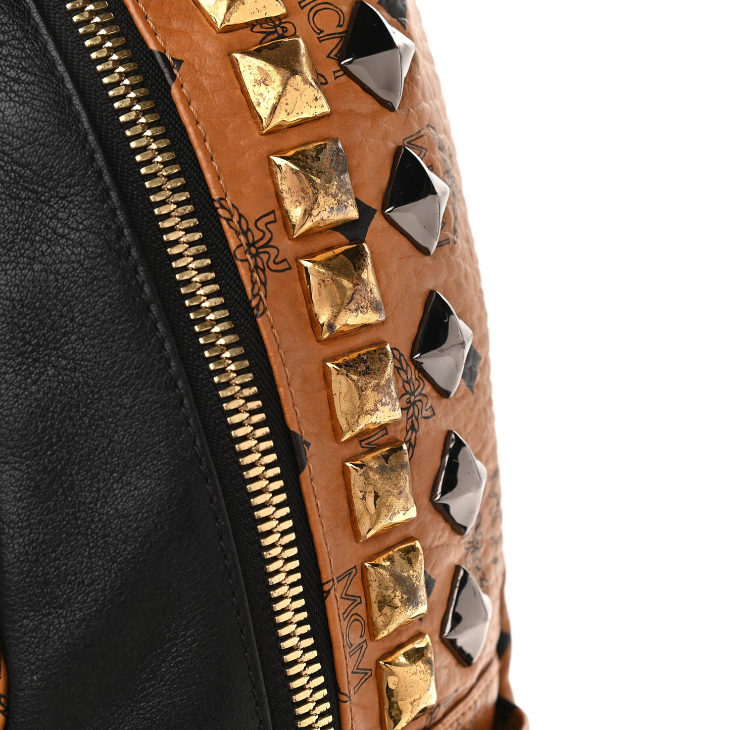 Visetos Studded Colorblock Medium Stark Brock Backpack Cognac Black