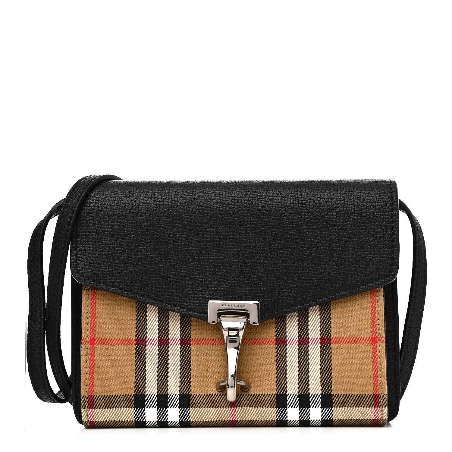 Burberry Derby Calfskin House Check Mini Macken Crossbody Bag Black 1 of 13
