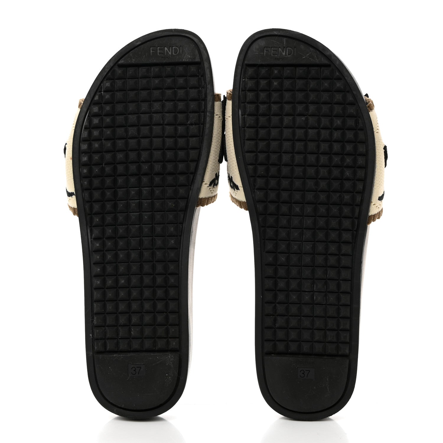 Fendi Knit Bow Flat Slide Sandals 37 Black Grezzo 5 of 9