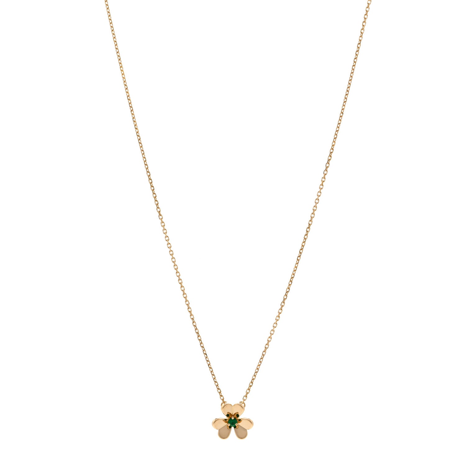 Van Cleef & Arpels 18K Yellow Gold Emerald Mini Frivole Pendant Necklace 1 of 6