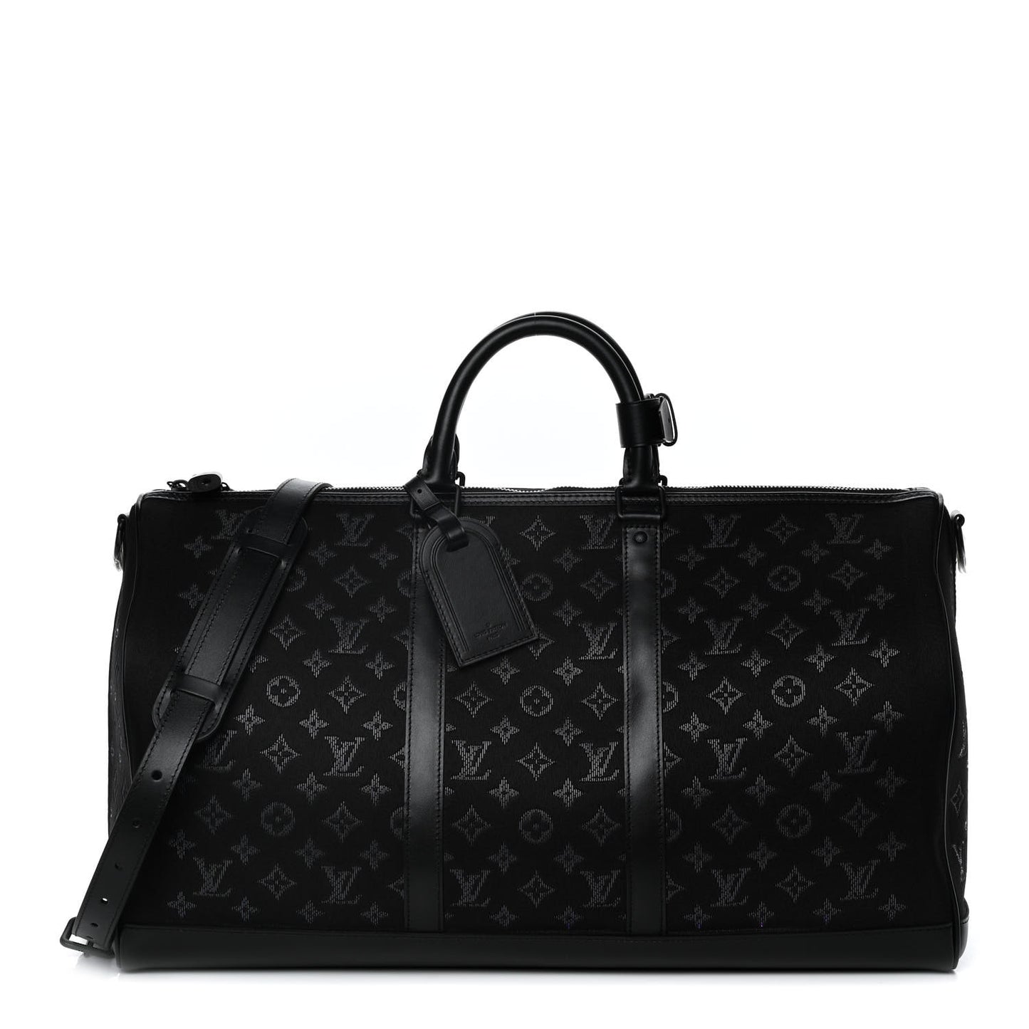 Jacquard Monogram Light Up Keepall Bandouliere 50 Black