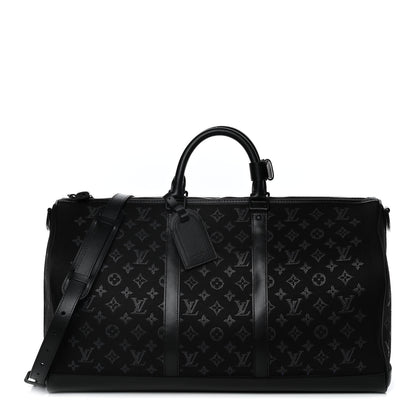 Louis Vuitton Jacquard Monogram Light Up Keepall Bandouliere 50 Black 4 of 28
